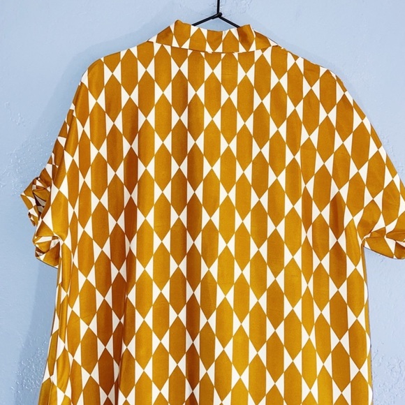 Tory Burch Haley Diamond Print Short Sleeve Silk Coat Size 8 - Picture 4 of 12